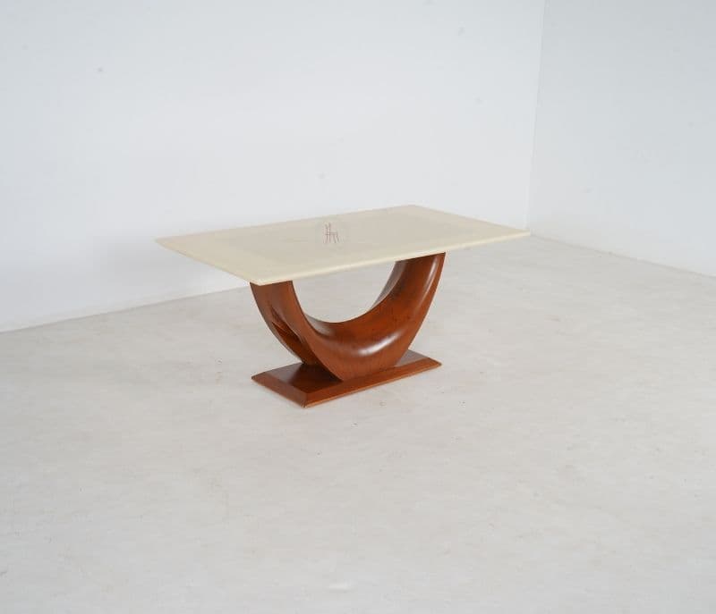 Image 6 for Sammy 6 Seater White Onyx Marble Dining Set with Premium Leatherette Upholstery