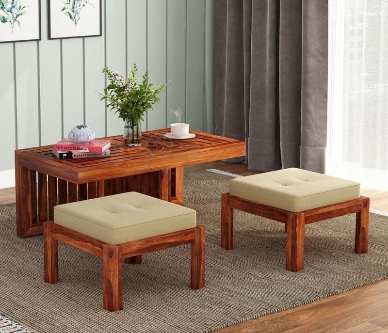 Image 2 for Classic Center Table With Stools (Honey Finish)