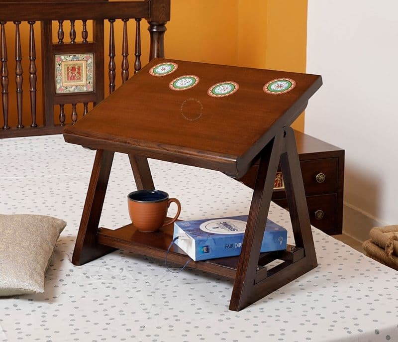 Image 3 for Caption End Table for Laptop in Teakwood with (Walnut Matte Finish)