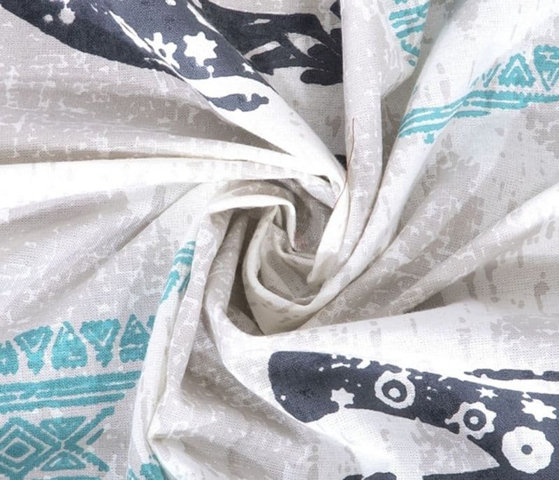 Image 3 for Singapore Screen Print Floral Grey and Blue Cotton Screen Print Set - Set of 8