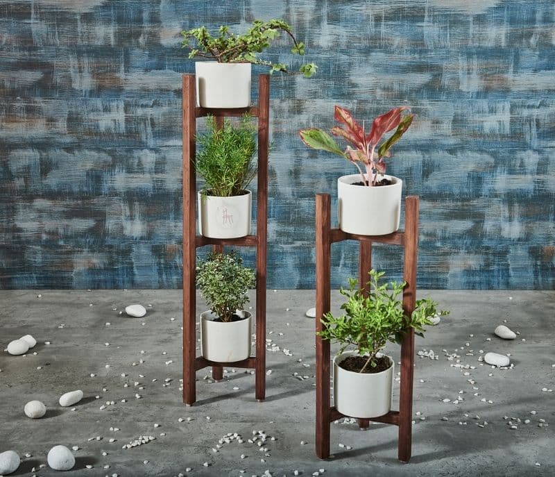 Image 1 for Rosana 3 Tier Planter With Dark Finish 3 Ceramic Pots