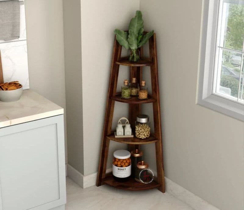 Image 5 for Serino Sheesham Wood Foldable Bookshelf (Teak Finish)