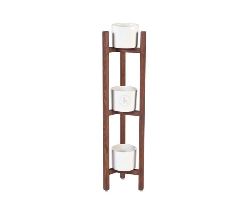 Image 9 for Rosana 3 Tier Planter With Dark Finish 3 Ceramic Pots