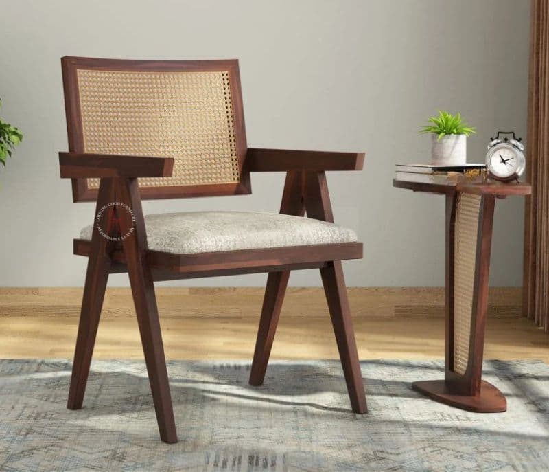 Image 1 for Sheesham Wood Cane Arm Chair ( Walnut Finish )