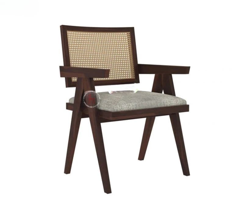 Image 2 for Sheesham Wood Cane Arm Chair ( Walnut Finish )