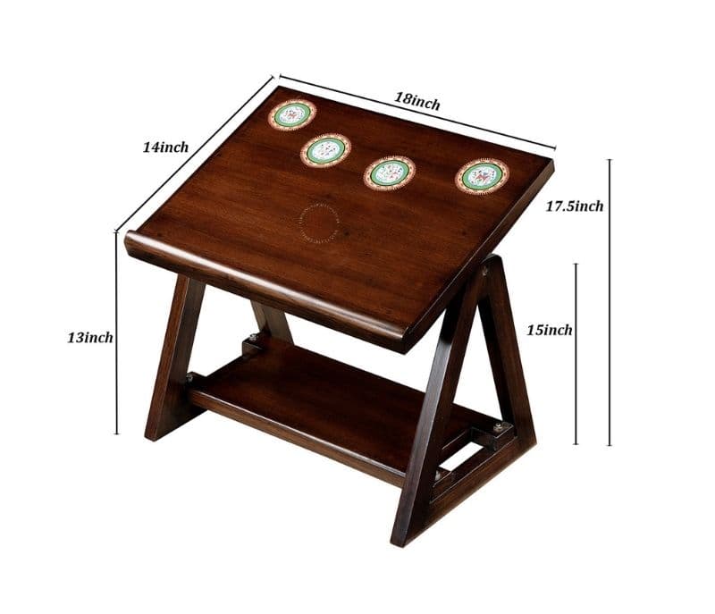 Image 7 for Caption End Table for Laptop in Teakwood with (Walnut Matte Finish)