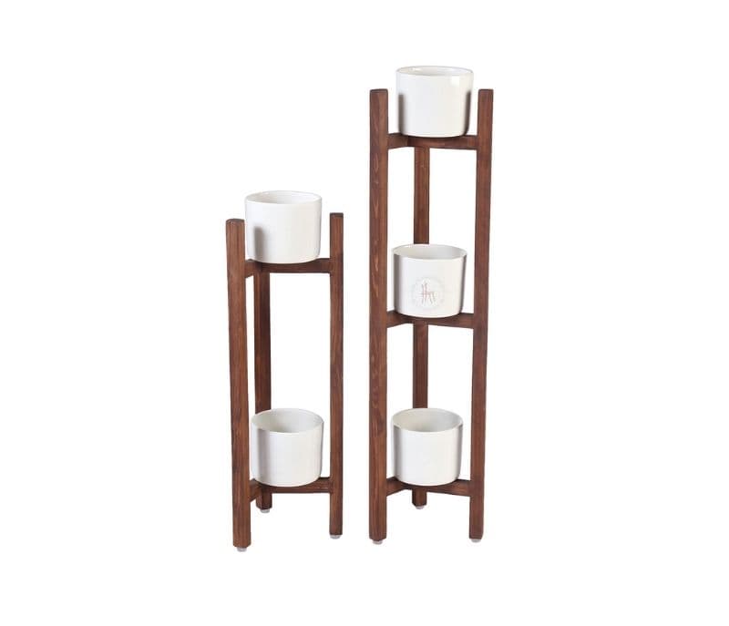 Image 7 for Rosana 3 Tier Planter With Dark Finish 3 Ceramic Pots