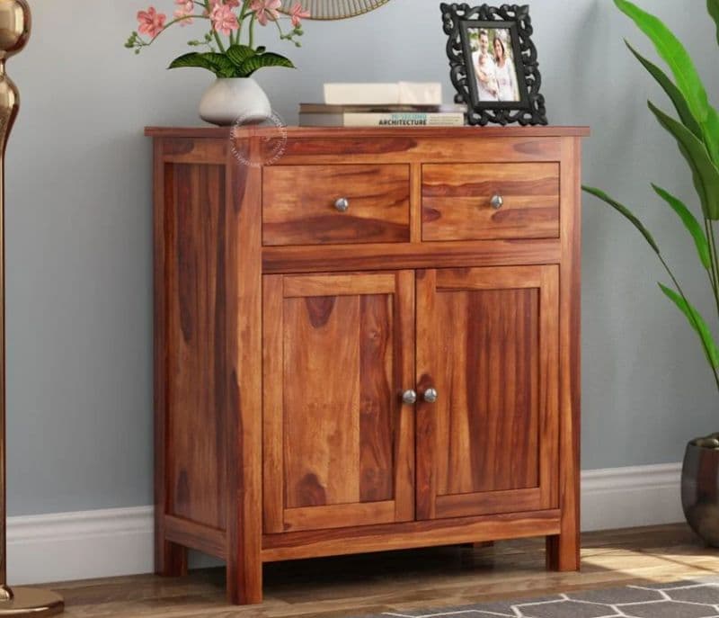 Image 1 for Clavis Sheesham Wood Cabinet With Drawers ( Honey Finish )