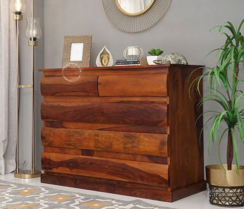 Colen 5-Drawer Wooden Chest Of Drawers ( Honey Finish )