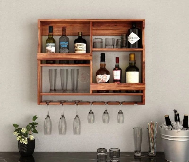Image 1 for Saanvi Wall Mount Multipurpose Rack (Honey Finish)