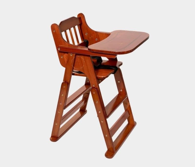 Carly Pine Wood Brown Kids High Chair