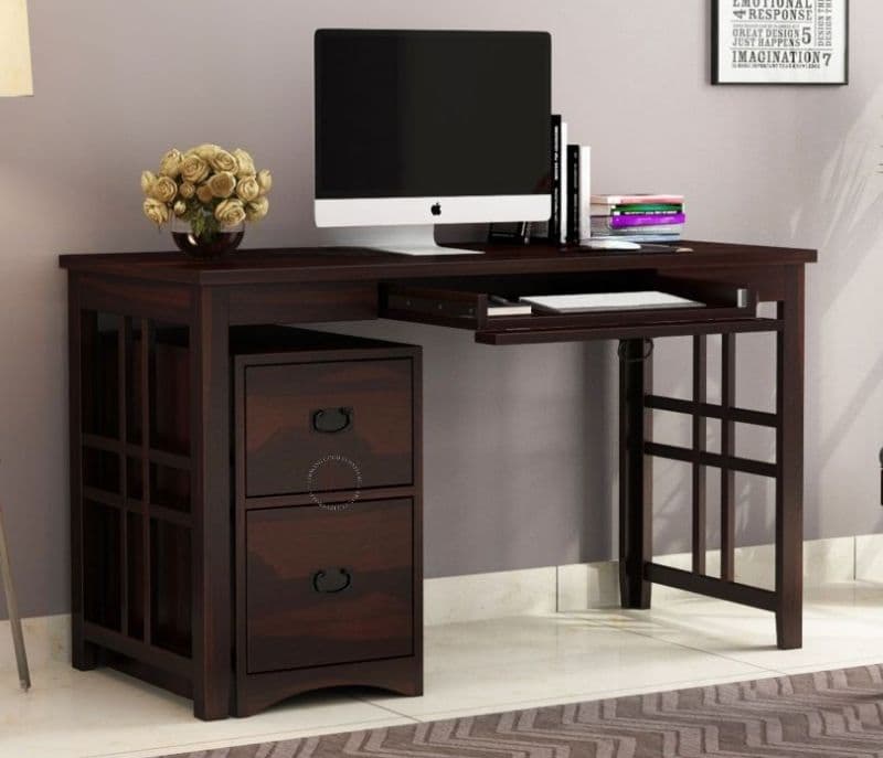 Image 1 for Loretta Computer Table With Keyboard Tray and Drawer Storage (Walnut Finish)
