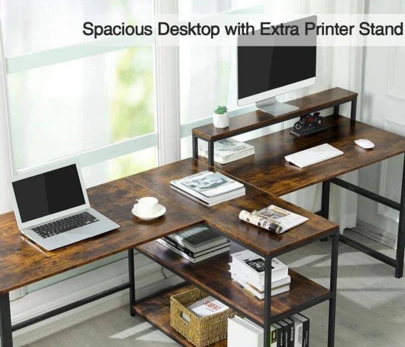 Image 2 for Remy Computer Desk with Storage Shelves in Rustic Brown Color