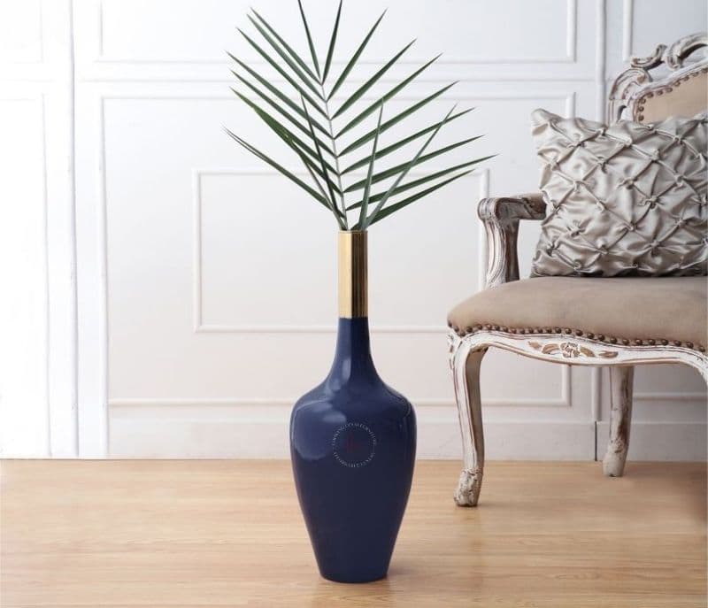 Dorothy Deidra Teal Blue Brass Vase
