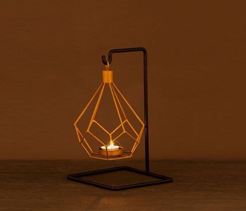 Image 1 for Lyric Black and Gold Handcrafted Hanging Tea Light Holder