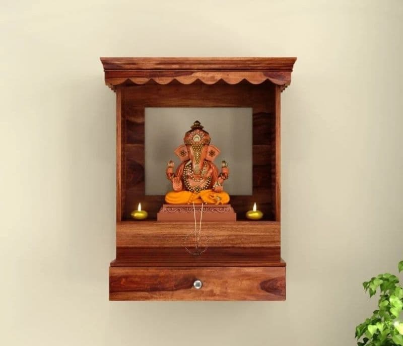 Image 1 for Athena Wooden Mandir for Home (Honey Finish)