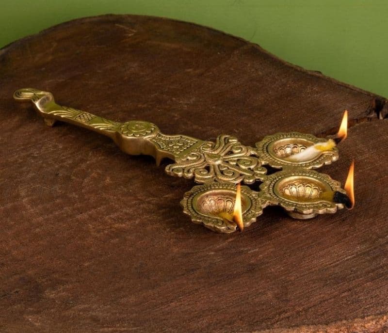 Myla Brass Golden Diya Handle