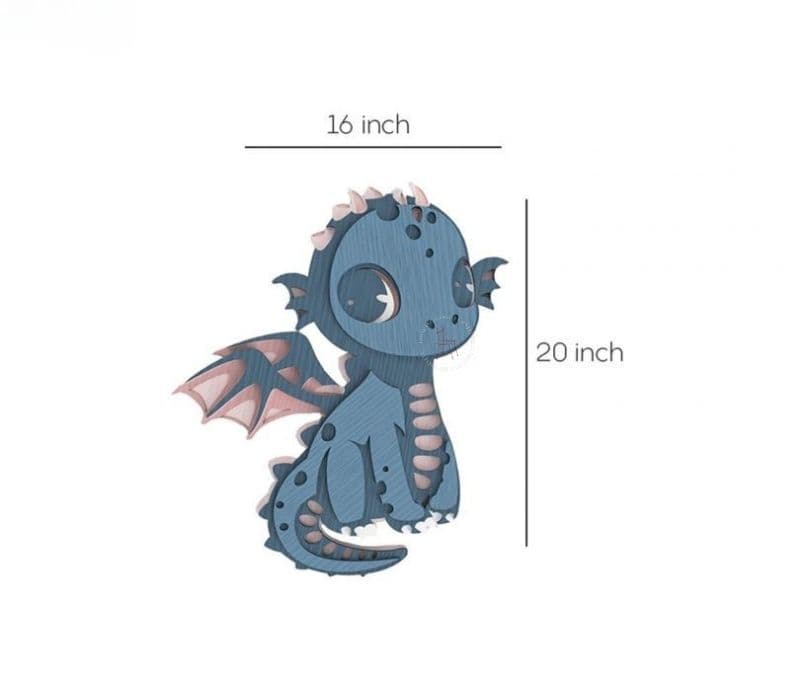 Image 2 for Lainey Blue Baby Dino Wooden Wall Art