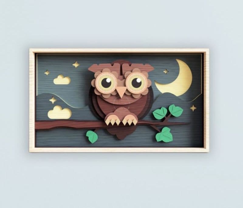 Image 1 for Adeline Night Sunshine Owl Wooden Wall Art