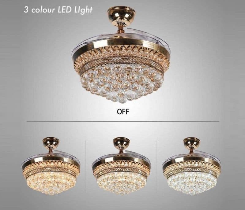 Image 2 for Cheyenne Auric Chandelier Fan With Three Colour Changing Lights