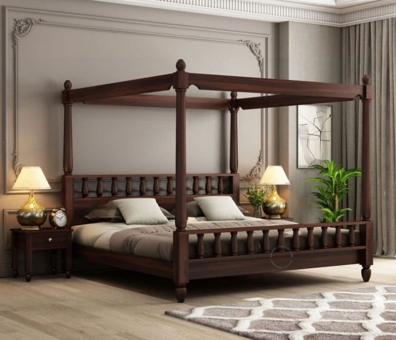 Image 1 for Zilda Poster Bed (Walnut Finish)