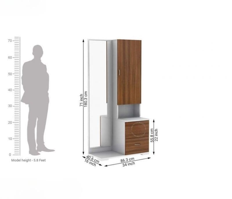 Image 7 for Paisley Engineered Wood Dressing Table with Cabinet and Pull-Out Drawers