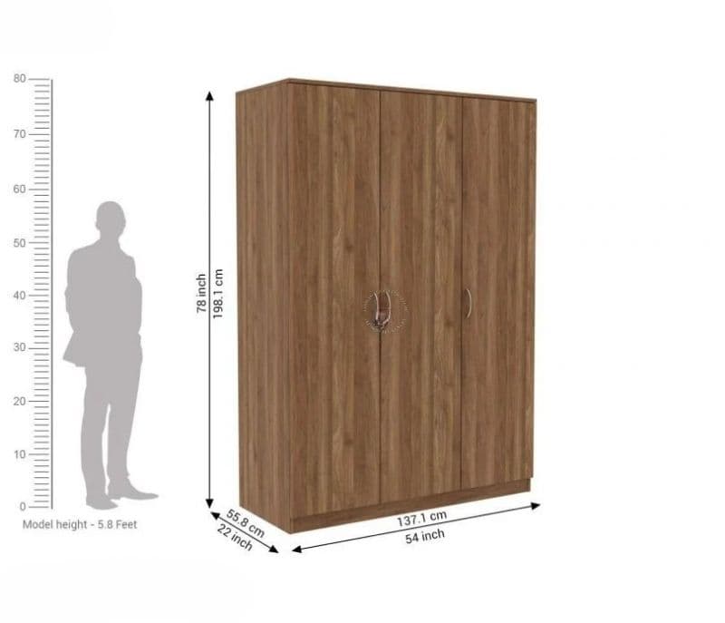 Image 8 for Petronilla 3 Door Multi Utility Wardrobe (Columbian Walnut Finish)