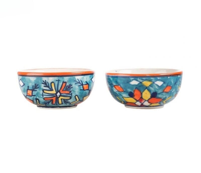 Image 4 for Hand Painted Ceramic Dinner Plate with 2 Bowls