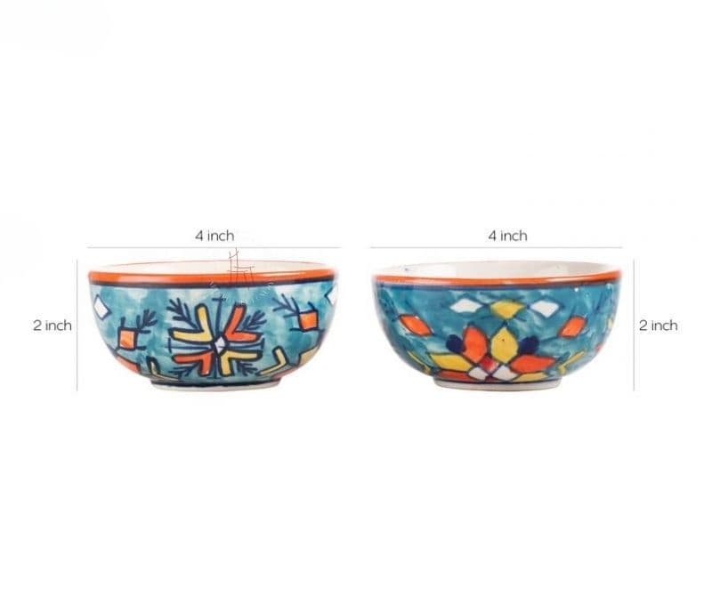 Image 3 for Hand Painted Ceramic Dinner Plate with 2 Bowls