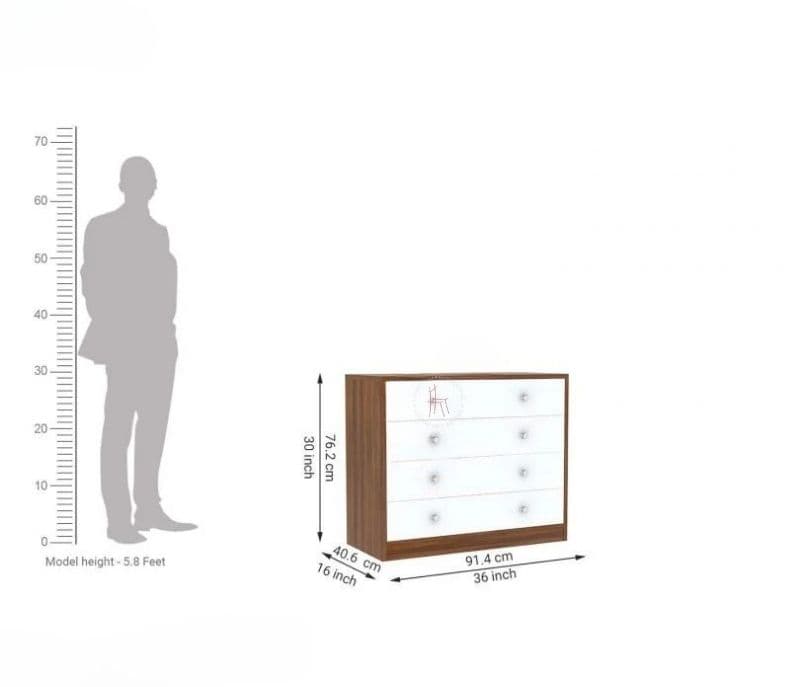 Image 8 for Savannah 4-Drawer Wooden Chest Of Drawers with Frosty White Drawer
