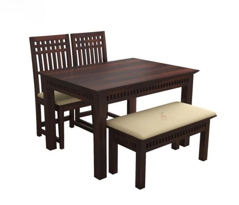 Image 4 for Karter 4 Seater Dining Set with Bench (Walnut Finish)