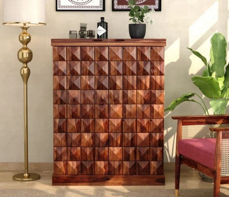 Amyra Large Bar Cabinet (Honey Finish)