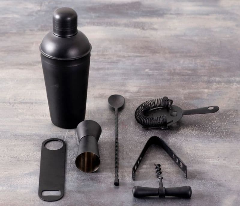 Image 1 for Rosalee Matt Black Bar Accessories Set of 7