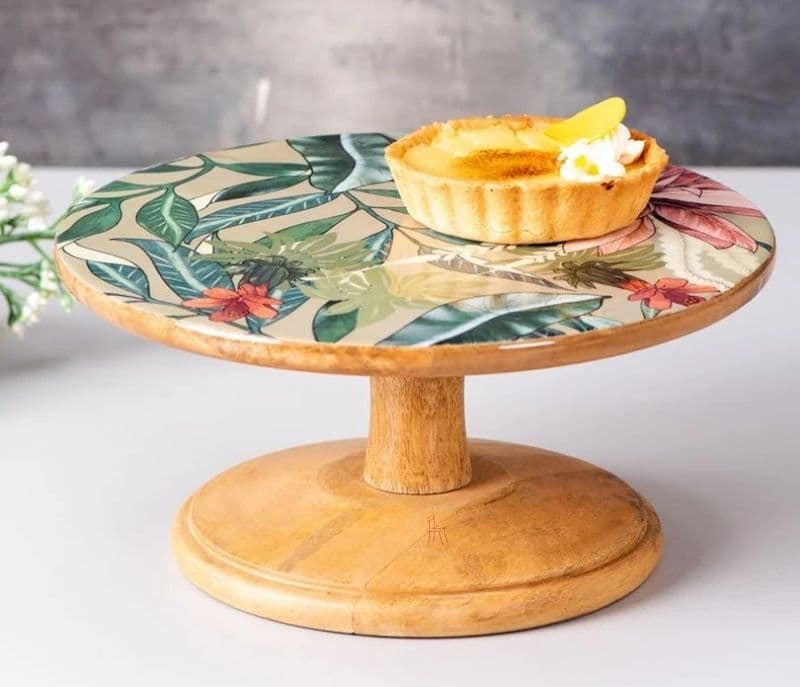 Image 2 for Maggie Brown and Green Wooden Cake Stand