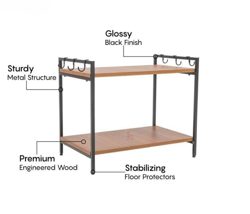 Image 4 for Marigold Engineered Wood Microwave Stand With 2 Tier Kitchen Organizer Storage