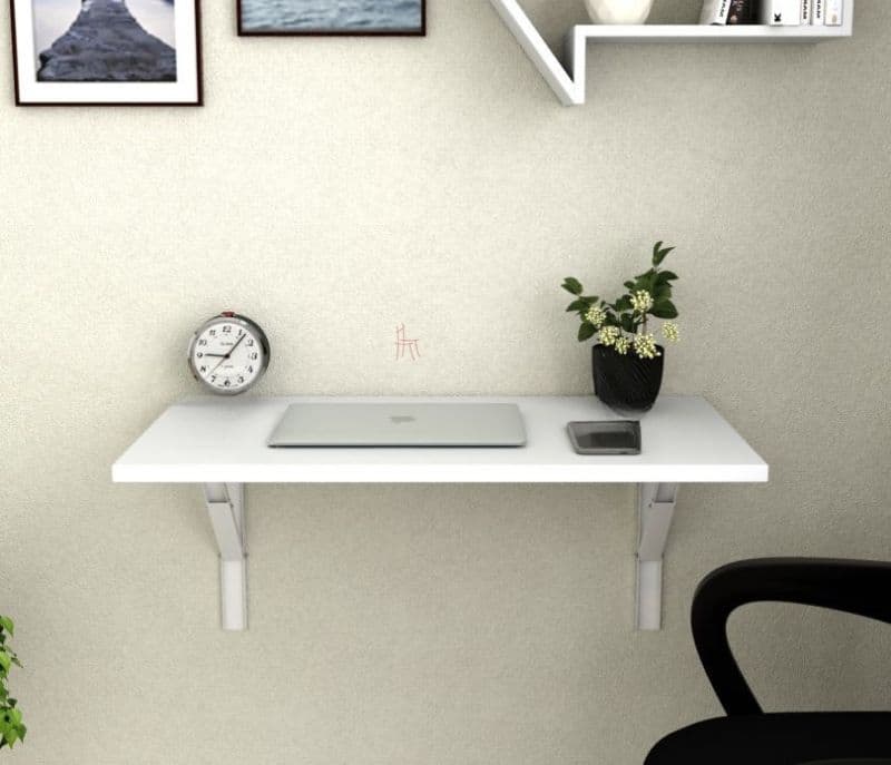 Image 1 for Elyse Wall Mounted Engineered Wood Study Table (Frosty White Finish)