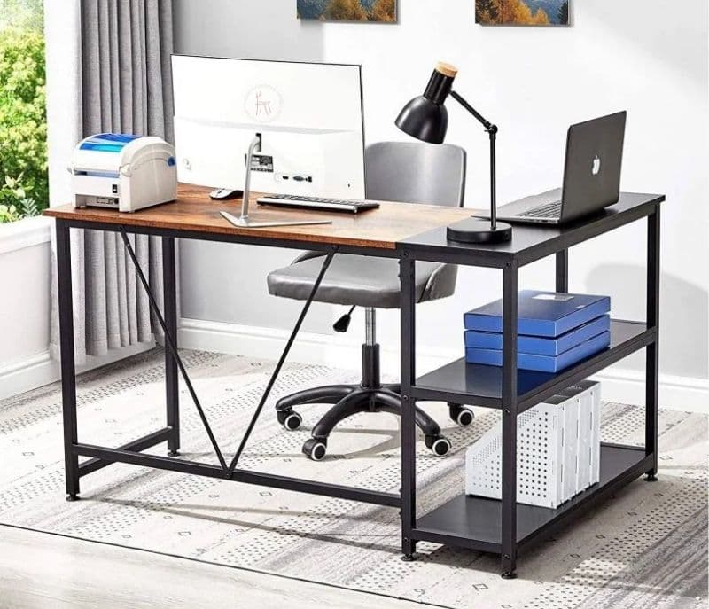 Image 1 for Zelda L-Shape Corner Desk with Storage Shelf