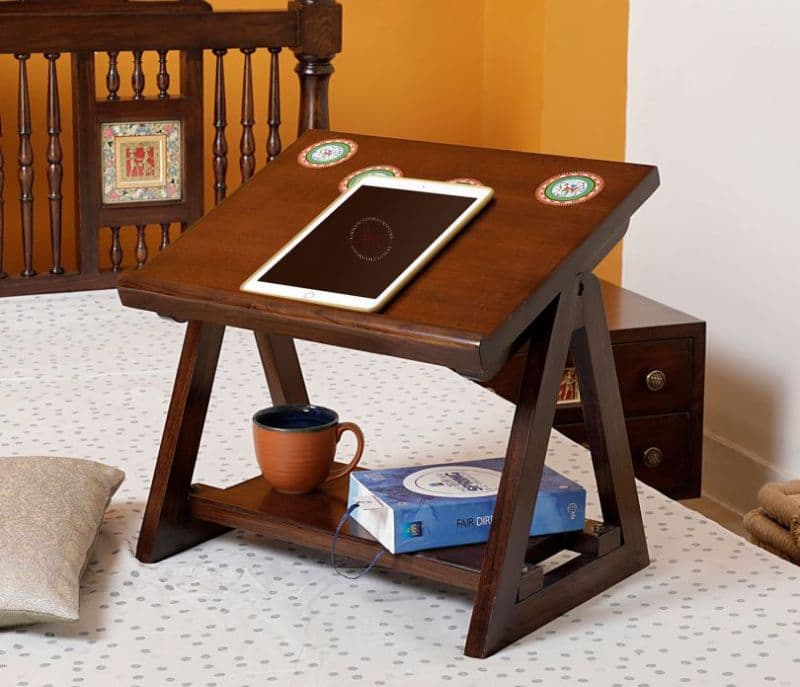Image 1 for Nala Table for Laptop in Teakwood with Walnut Matte Finish