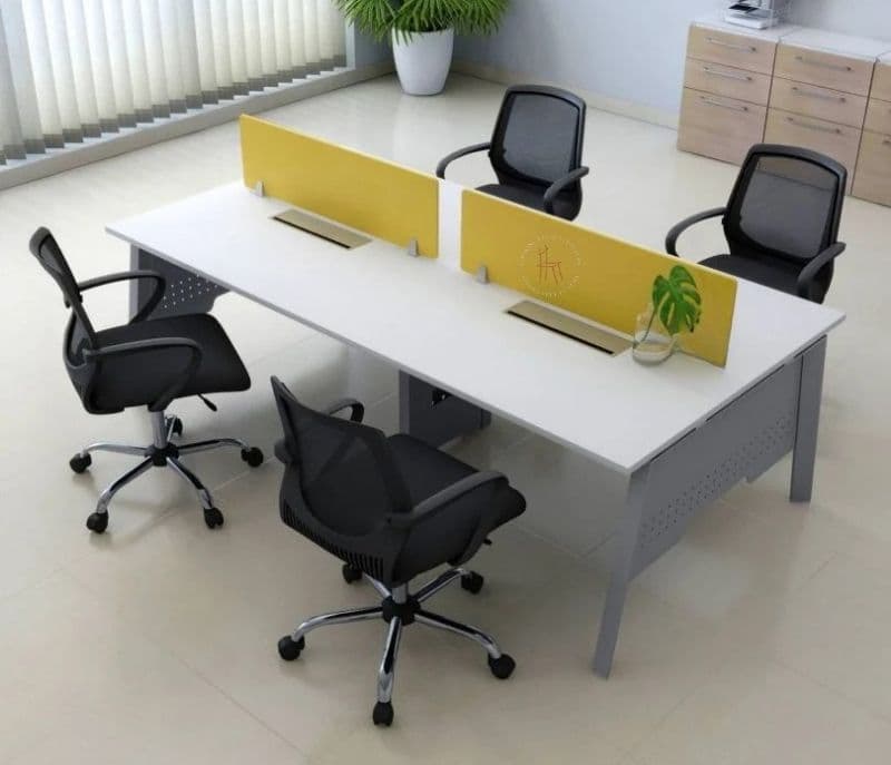Image 2 for Kenzie Wood and Metal Workstation Table with Broad Legs