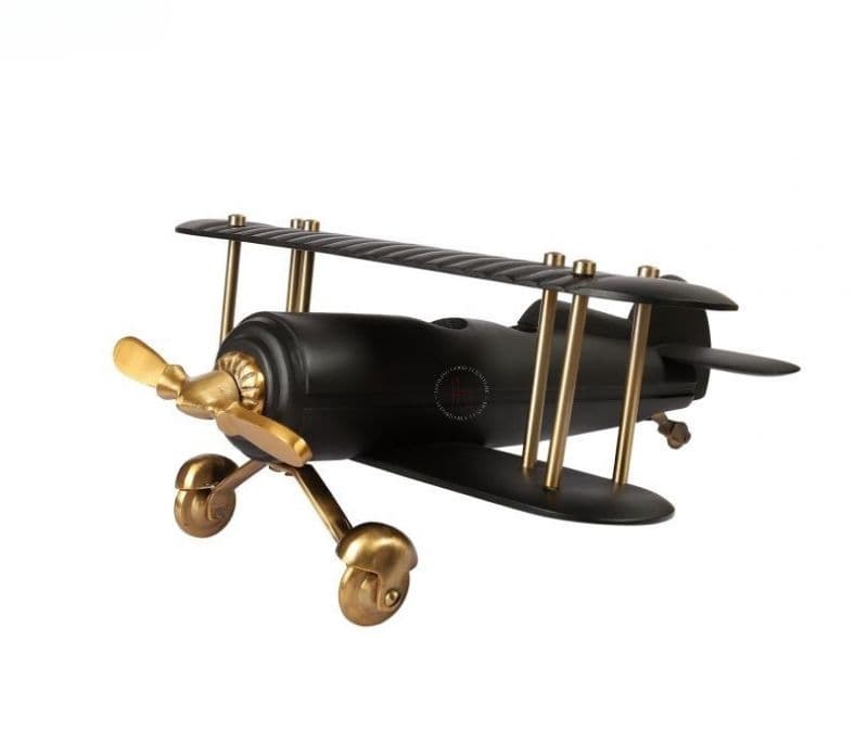 Image 6 for Madeleine Gold and Black Wood Vintage Handcrafted Decor Airplane