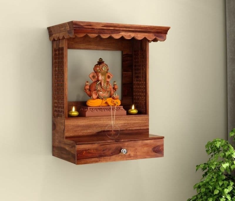 Image 2 for Athena Wooden Mandir for Home (Honey Finish)