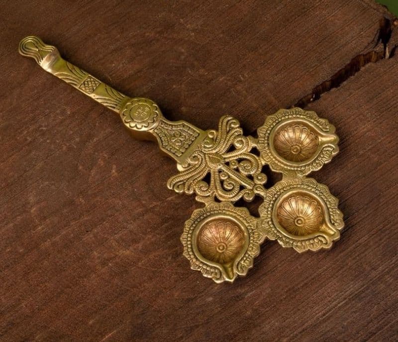 Image 2 for Myla Brass Golden Diya Handle