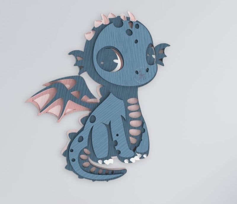 Image 1 for Lainey Blue Baby Dino Wooden Wall Art