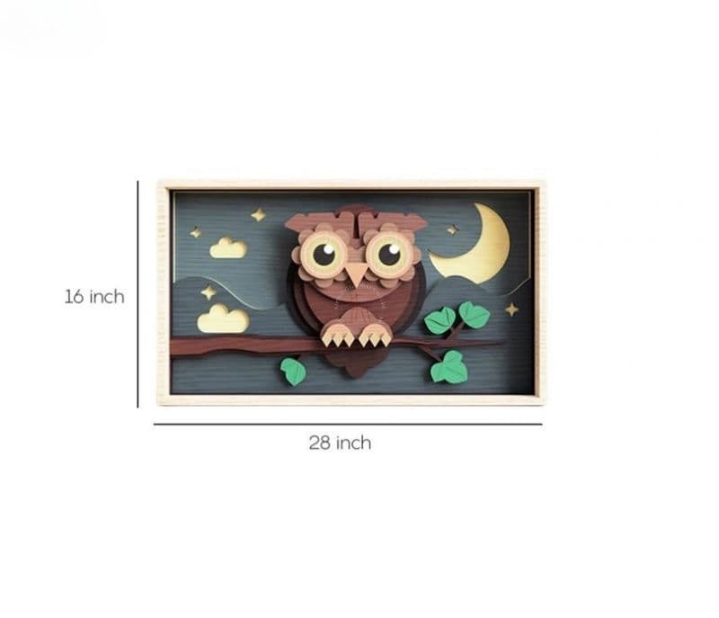 Image 2 for Adeline Night Sunshine Owl Wooden Wall Art