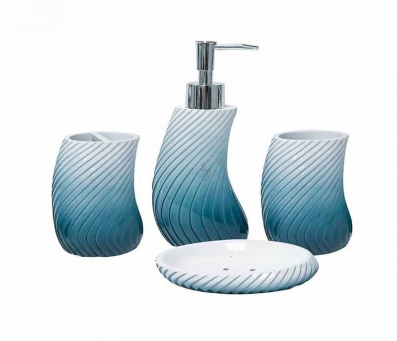 Image 2 for Sloane Striped Textured Set of 4 Bathroom Dispenser