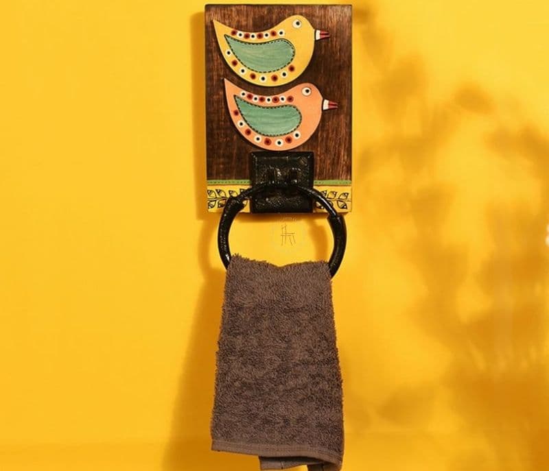 Image 1 for Aspen Dark Brown Handcrafted Bird Design Towel Holder
