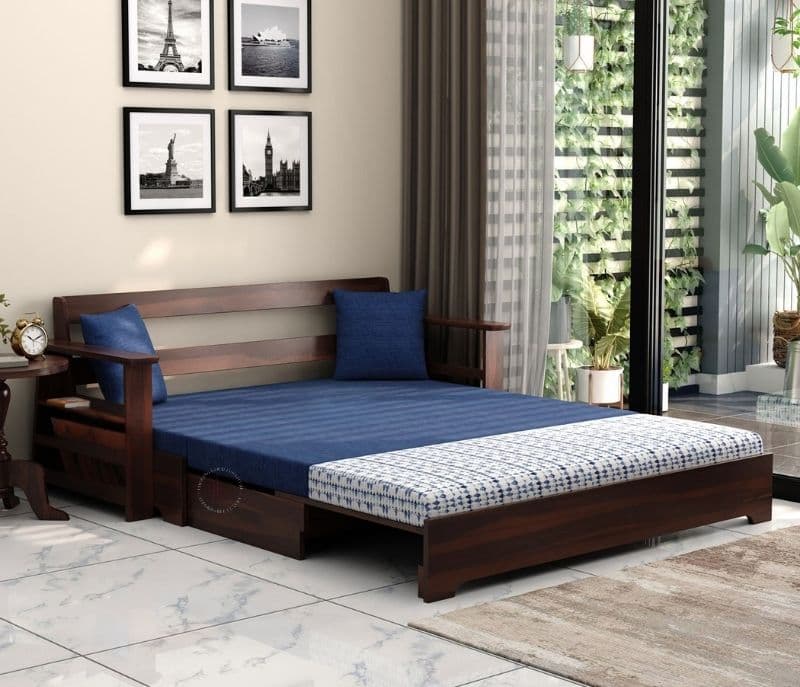 Image 2 for Delis Sheesham Wood Sofa Cum Bed With Armrests