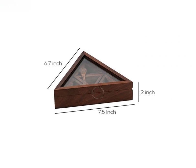 Image 4 for Ariel Wooden Spice Box In Triangle Shape With 4 Containers And Spoon