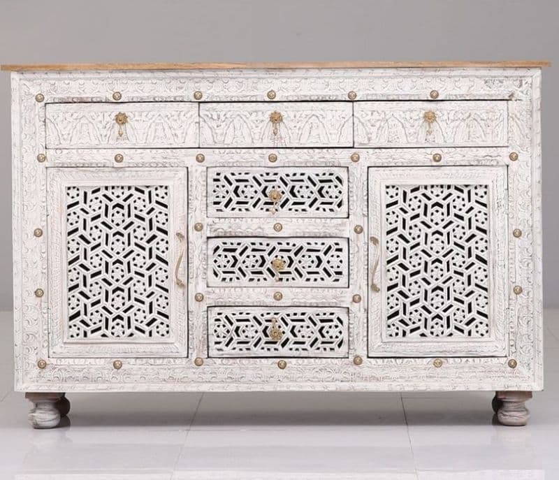 Image 1 for Emory White Cabinet and Sideboards with 6 Drawers