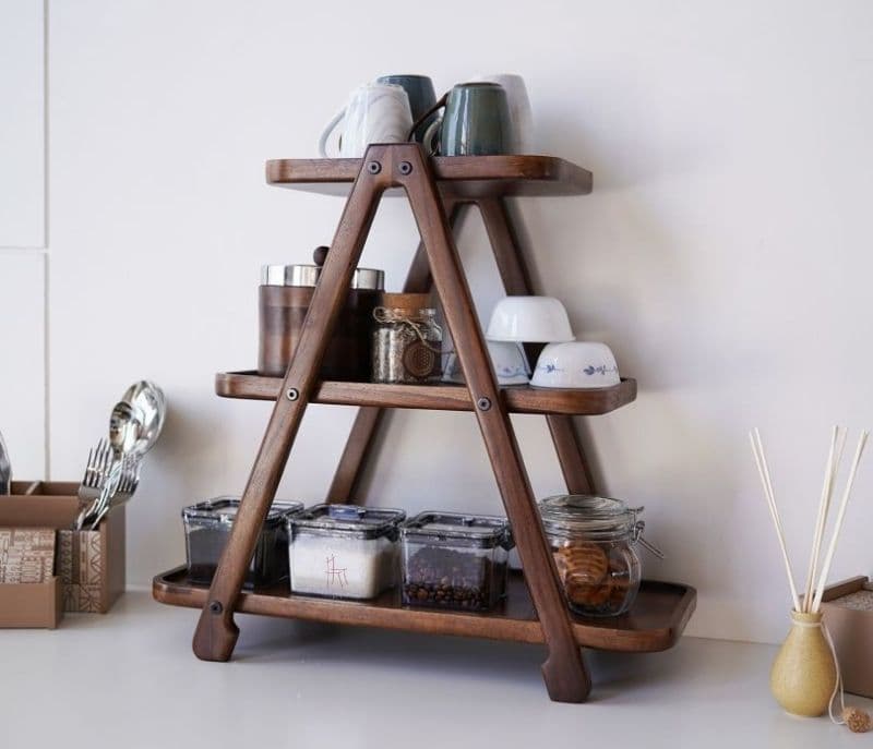 Image 3 for Veda 3 Tier Solid Wood Kitchen Rack